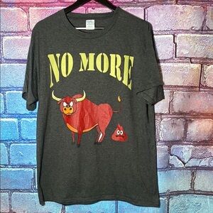Funny Joke T-Shirt Large Graphic Tee with Bull Design